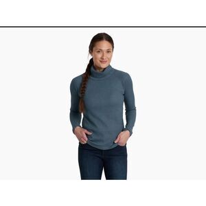 Kuhl Top Womens S Blue Petra Turtleneck Shirt Waffle Thimbholes Outdoor Hiking